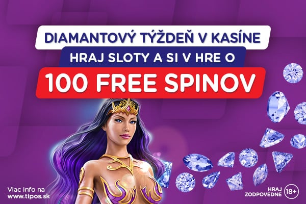 Diamantový týždeň v kasíno eTIPOS.sk: 100 spinov čaká na teba