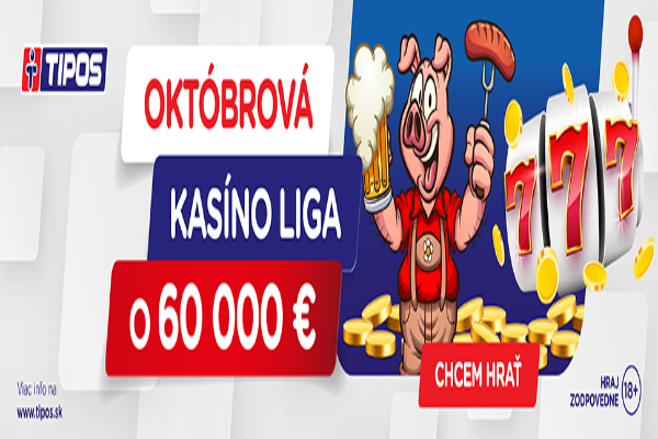 Októbrová kasíno liga v kasíno eTIPOS.sk s navýšenou dotáciou