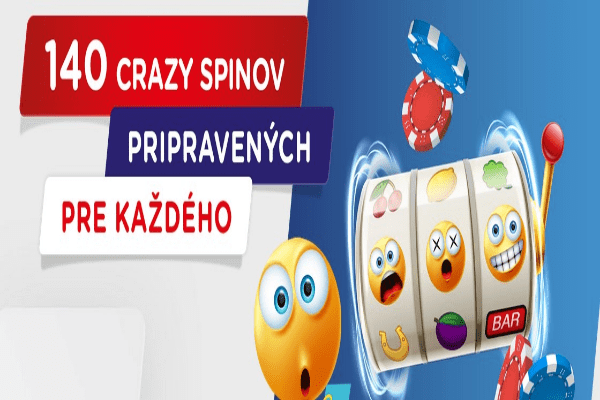 140 Crazy Spinov pre každého! Využi skvelú akciu v kasíno eTIPOS.sk