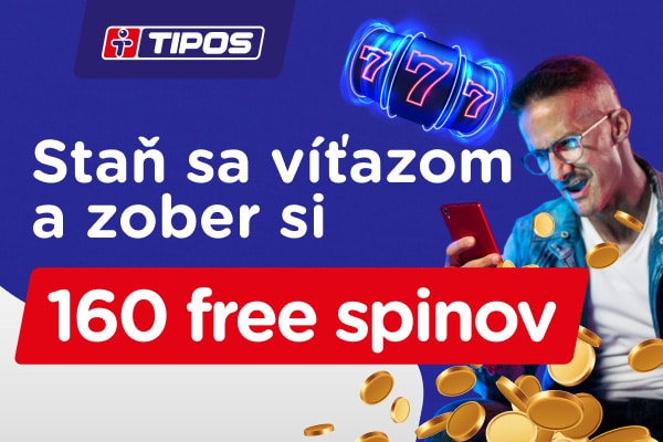 Kasíno eTIPOS.sk ponúka free spiny: Uchmatni si až 160 voľných točení