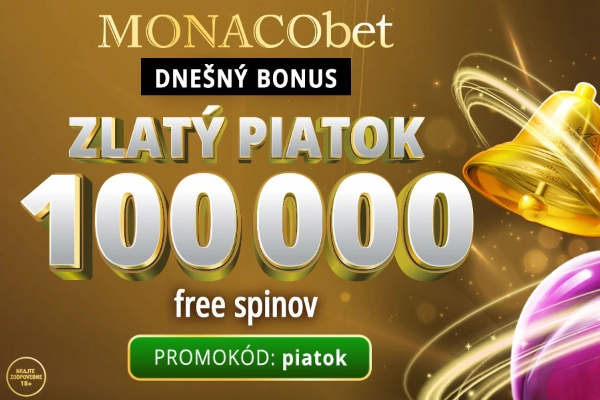 Zlatý piatok v MONACObet kasíno: V hre 100 000 free spinov