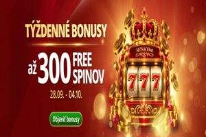 Týždenné bonusy v MONACObet kasíne: Aj tento týždeň v hre 300 free spinov